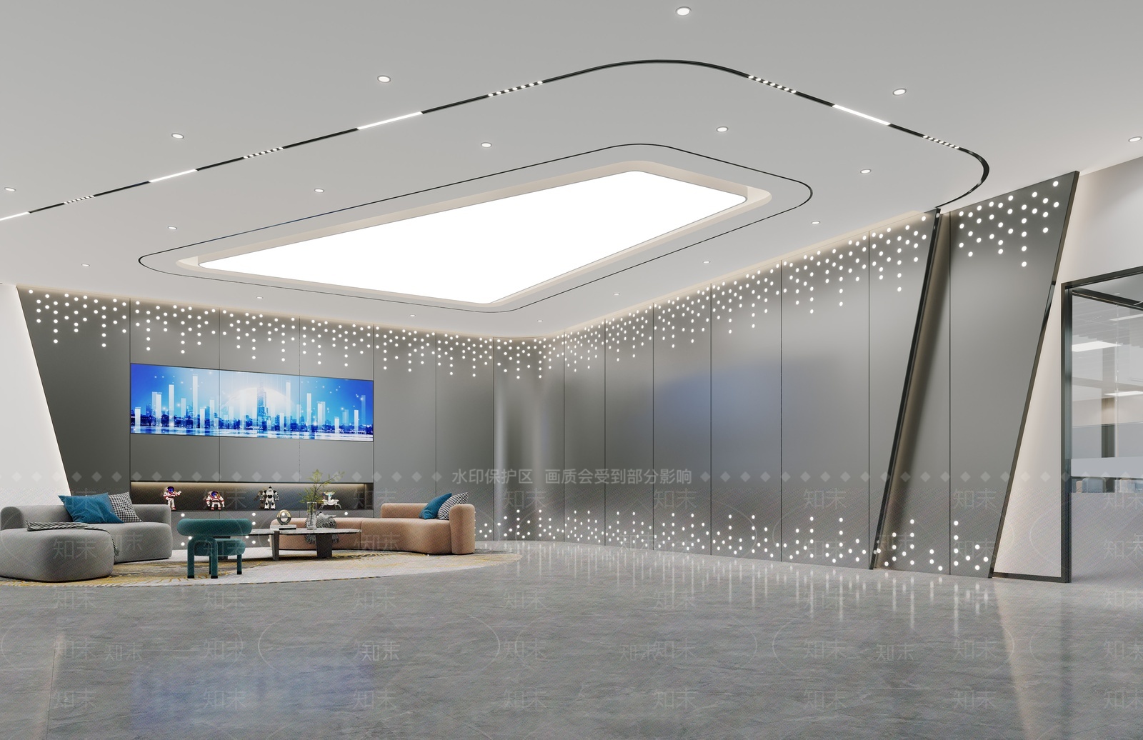 现代简约办公大厅3D模型下载【ID:1207481540】