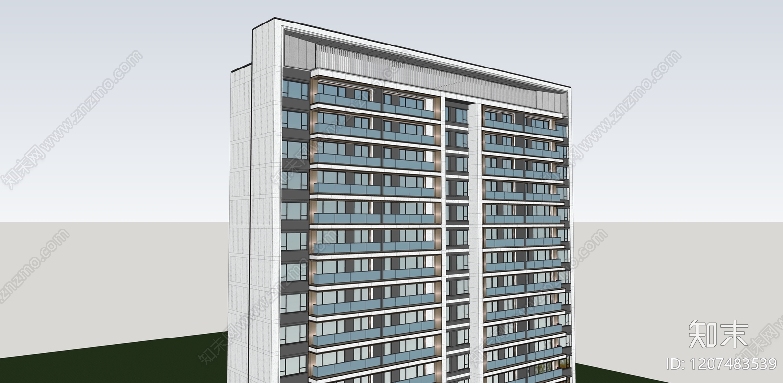 现代高层住宅SU模型下载【ID:1207483539】