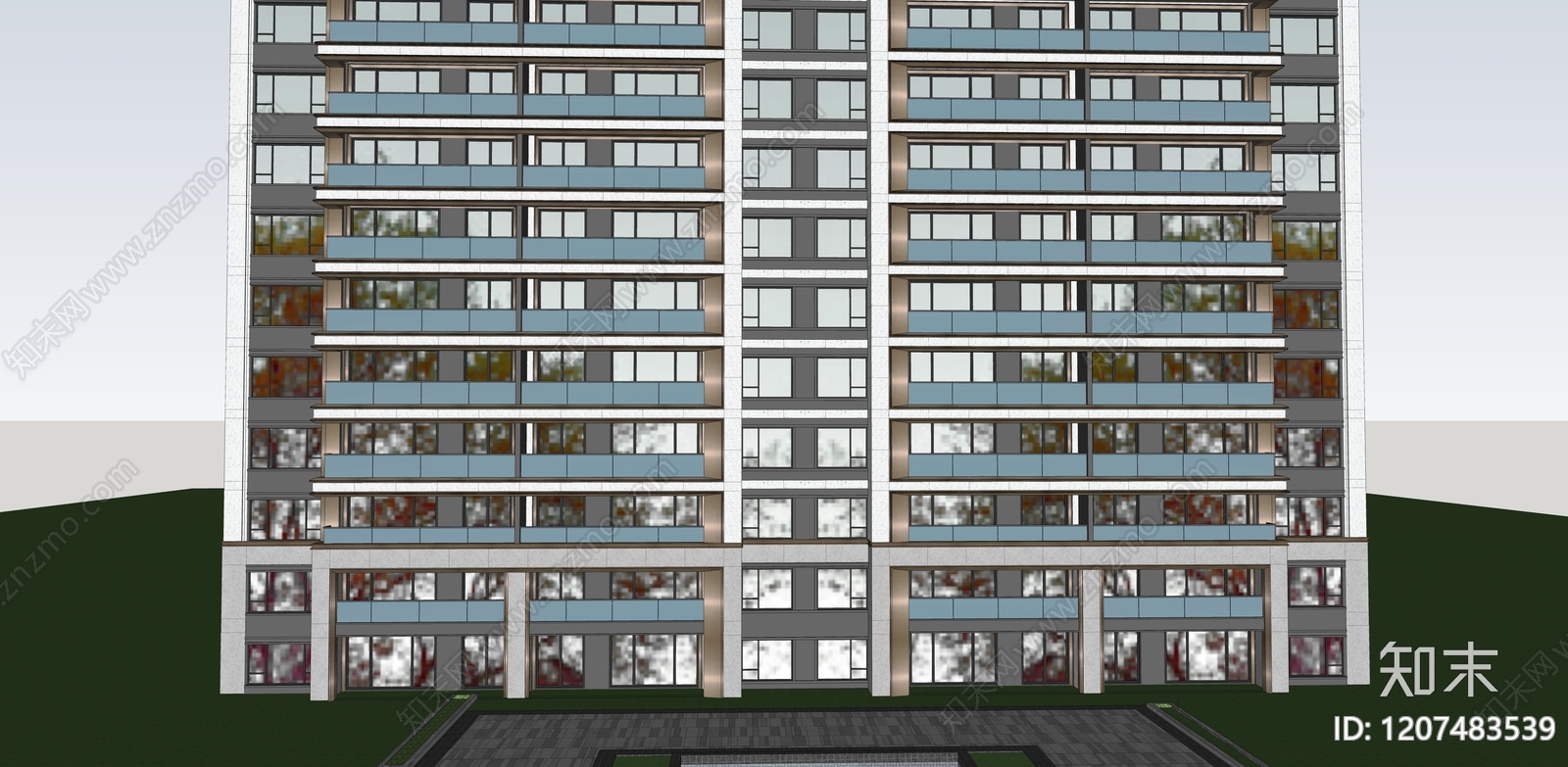 现代高层住宅SU模型下载【ID:1207483539】