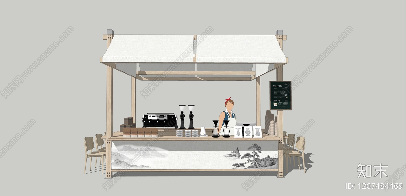 新中式奶茶店SU模型下载【ID:1207484469】