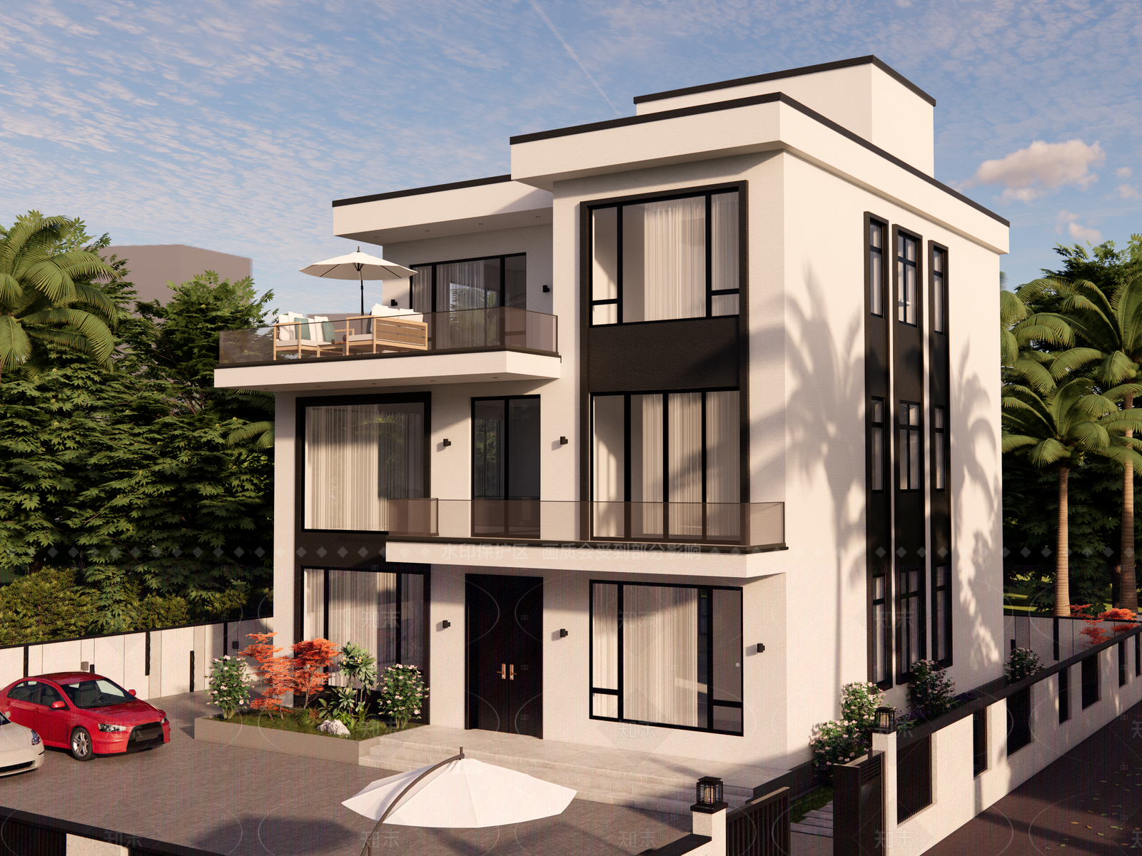 现代简约乡村民房SU模型下载【ID:1207603959】