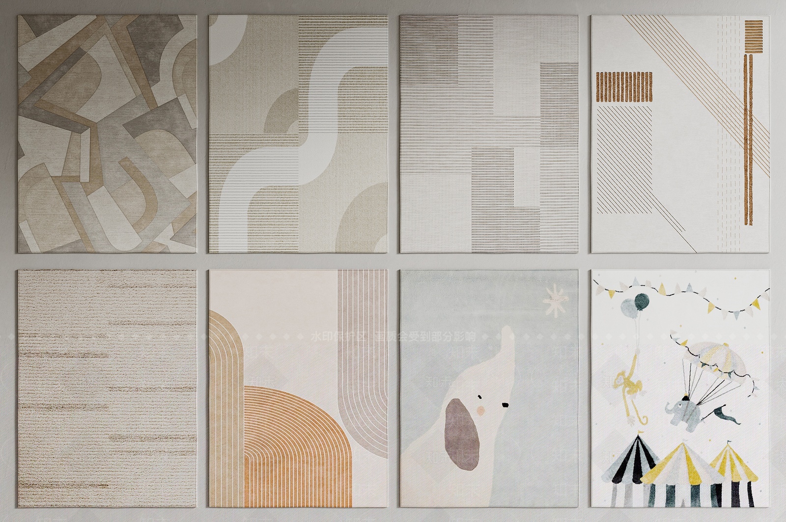 现代几何纹理地毯3D模型下载【ID:1207487893】