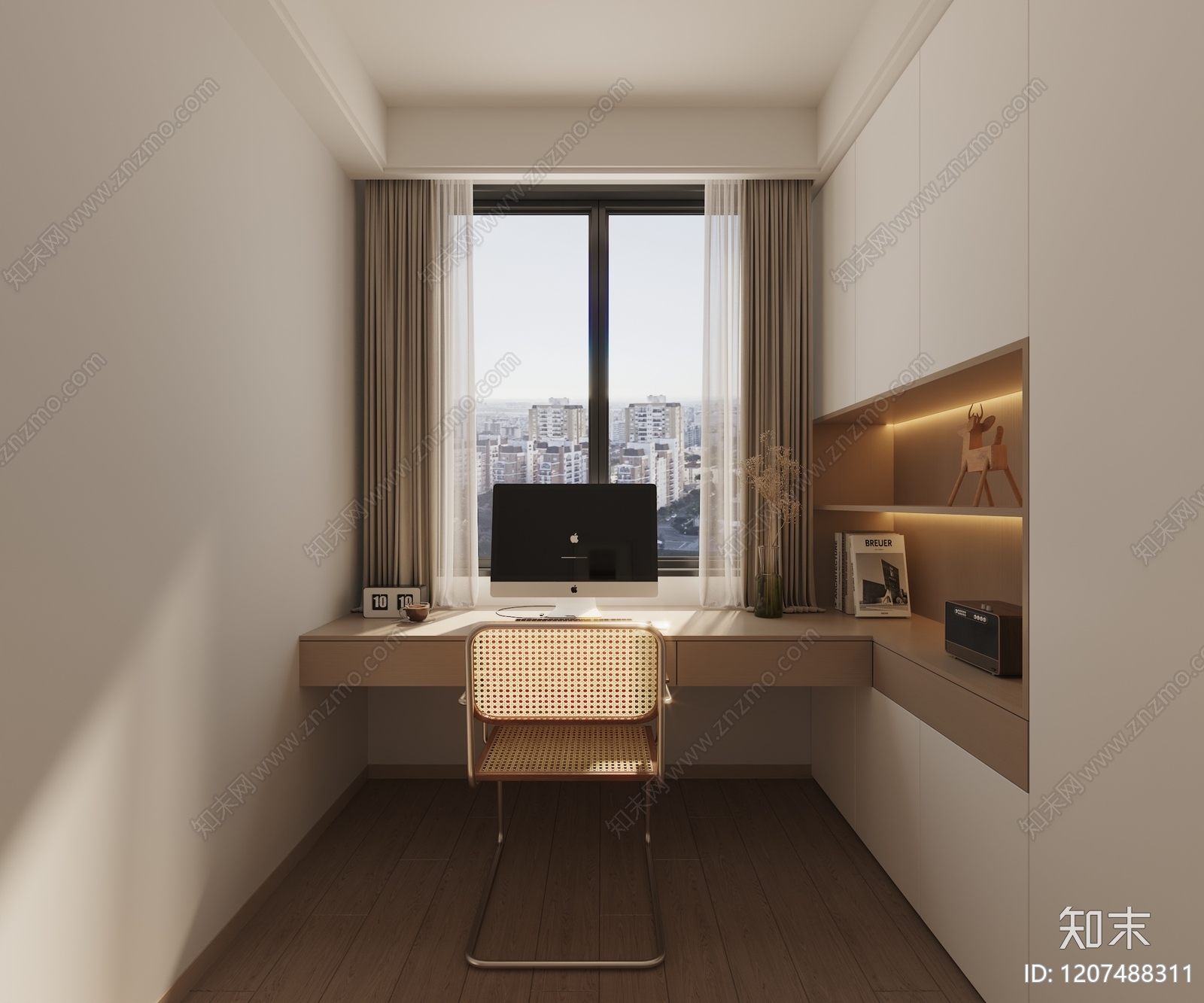 现代奶油书房3D模型下载【ID:1207488311】