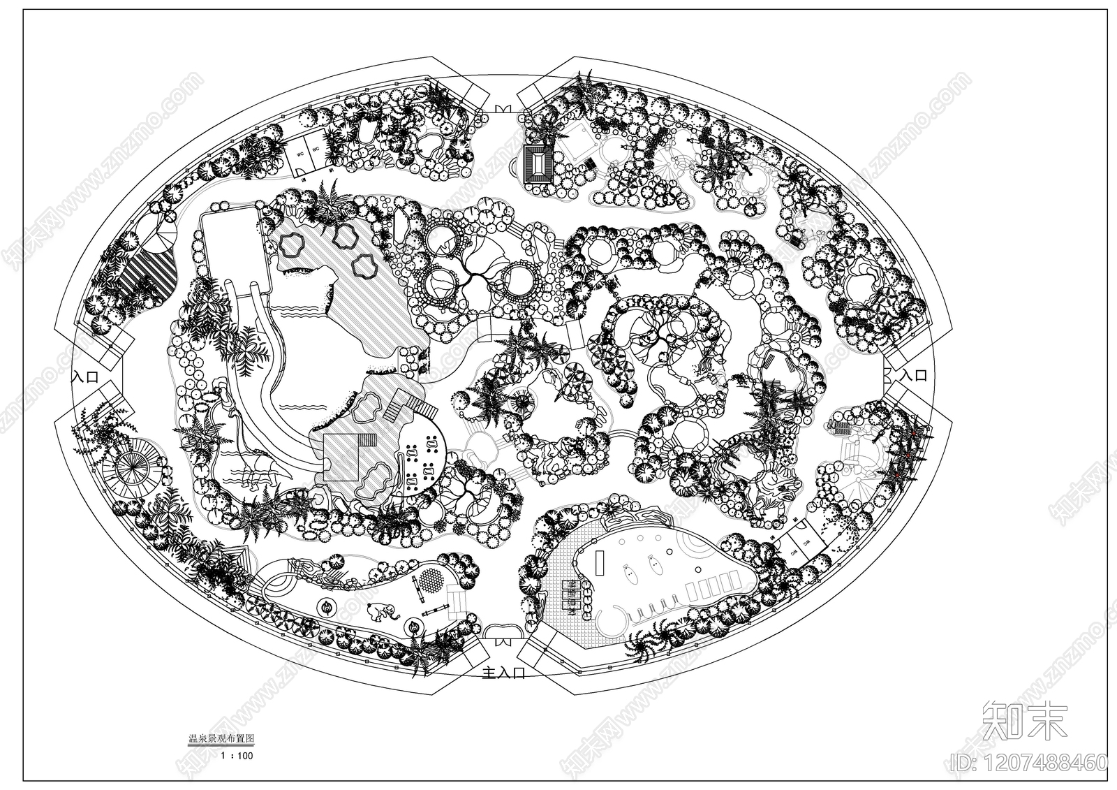 温泉度假区施工图下载【ID:1207488460】