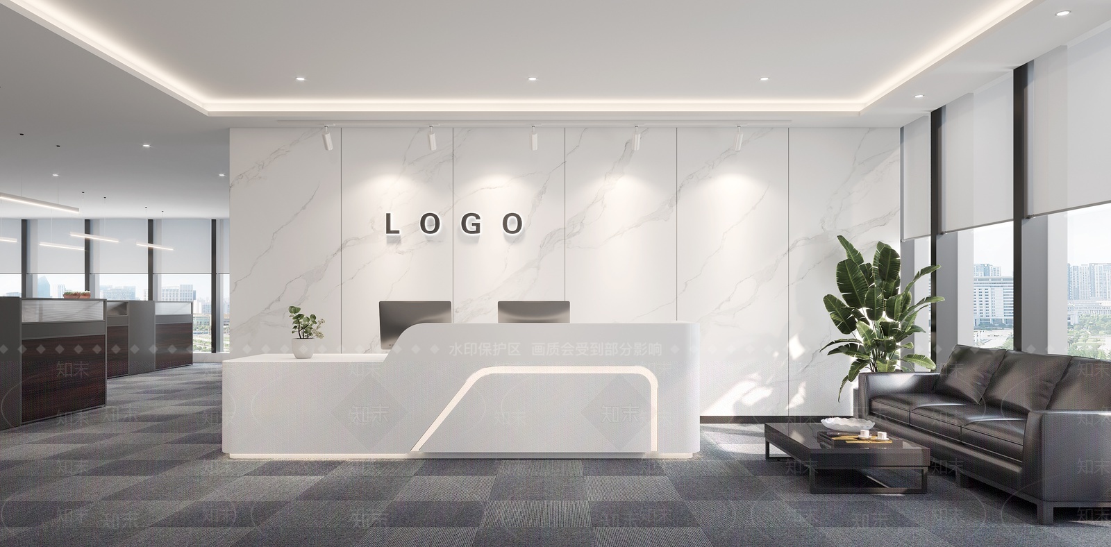 公司大堂接待台大厅前台3D模型下载【ID:1207490972】