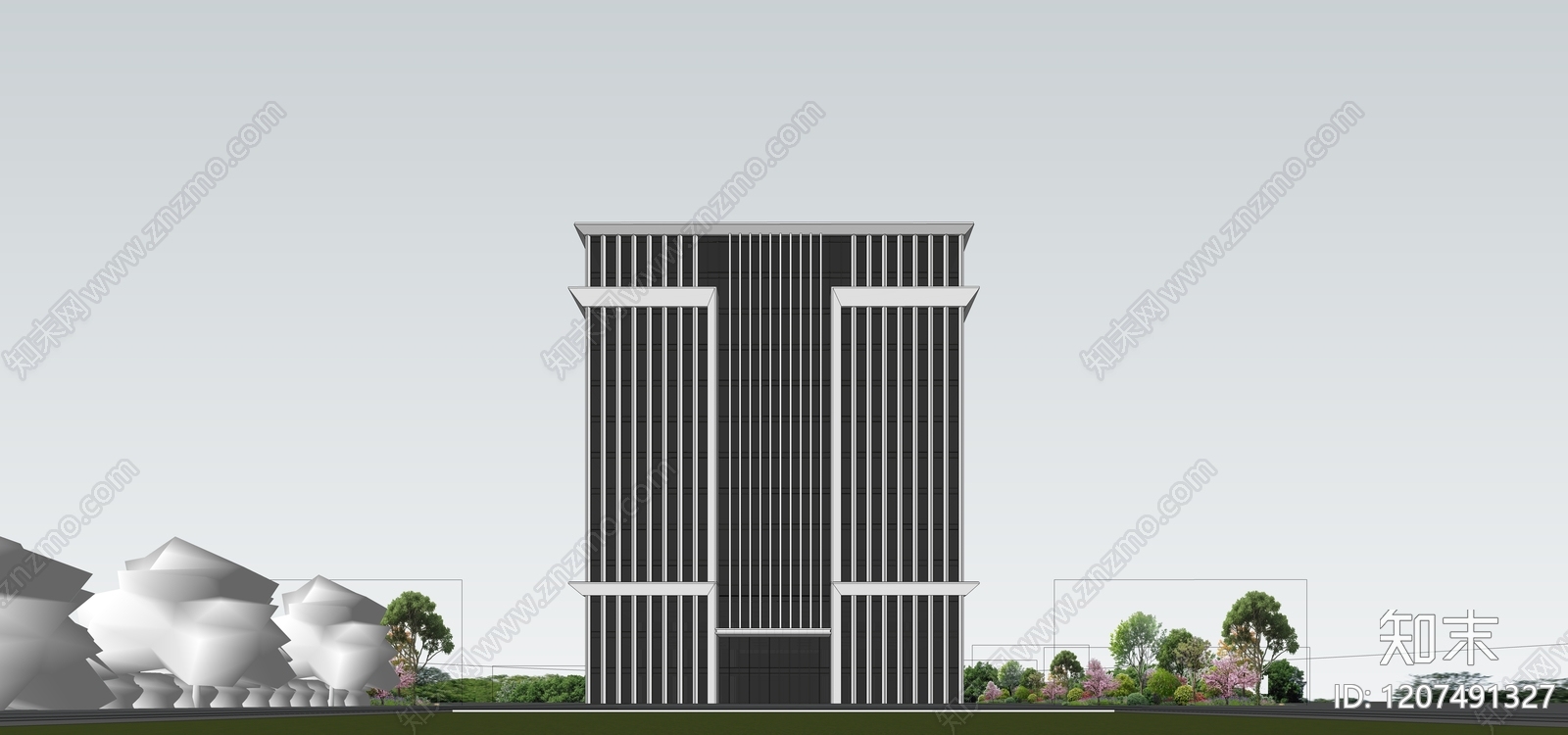 现代简约办公楼SU模型下载【ID:1207491327】