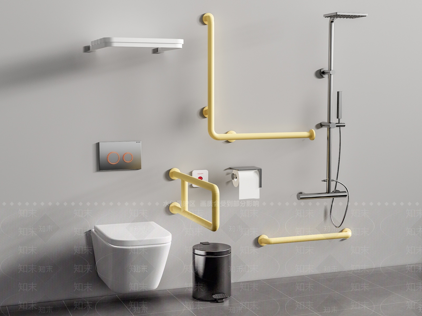 无障碍卫生间马桶3D模型下载【ID:1207495136】