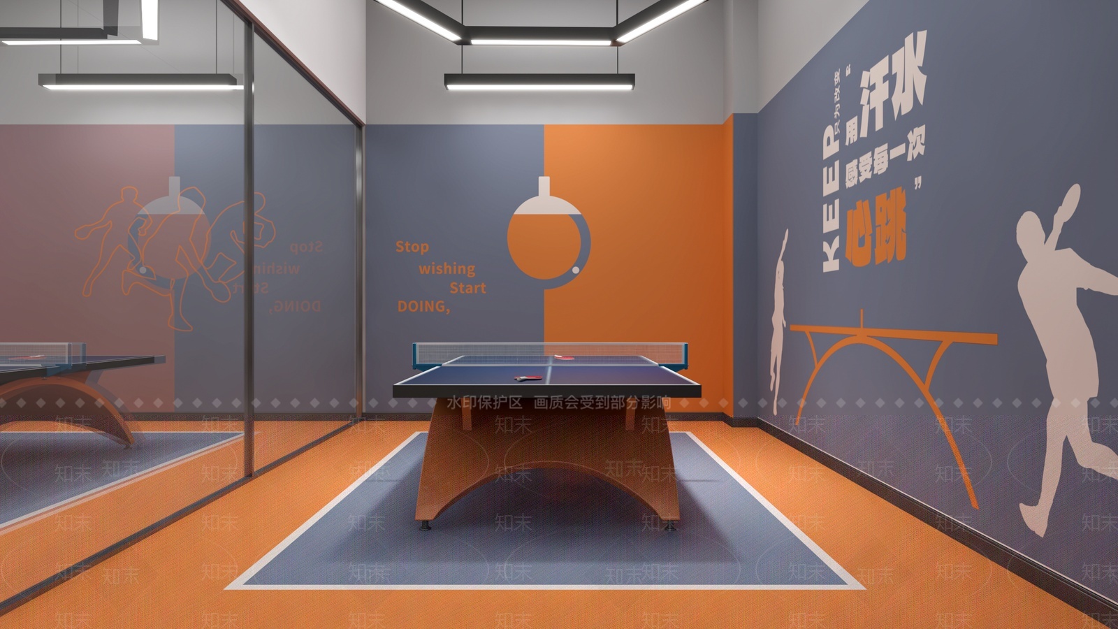 现代乒乓球室3D模型下载【ID:1207495771】