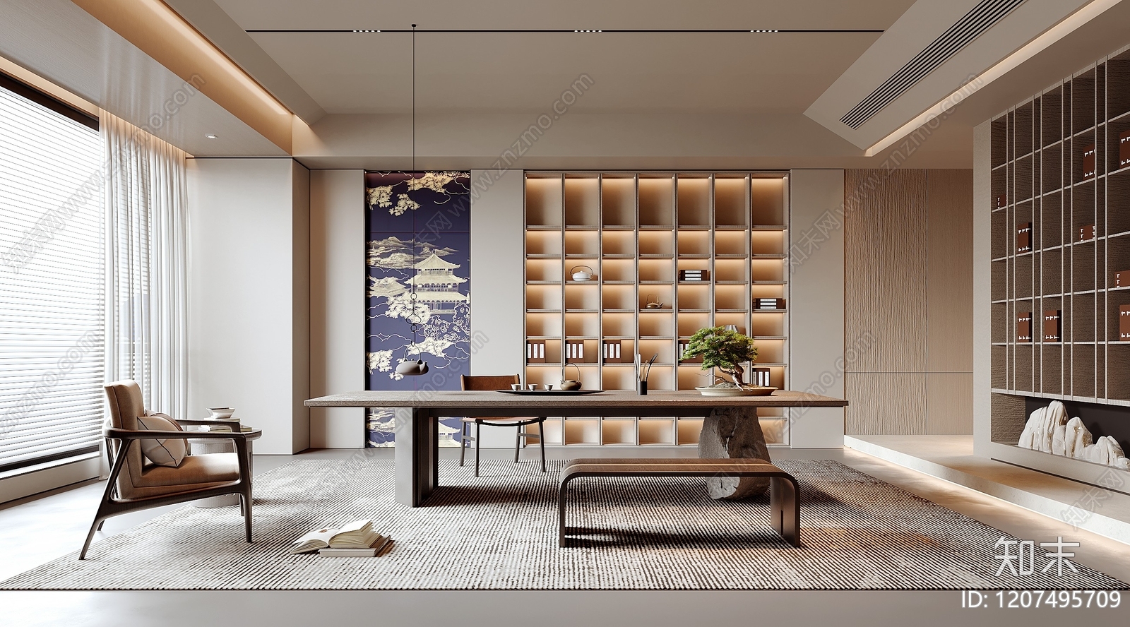 新中式中式茶室SU模型下载【ID:1207495709】