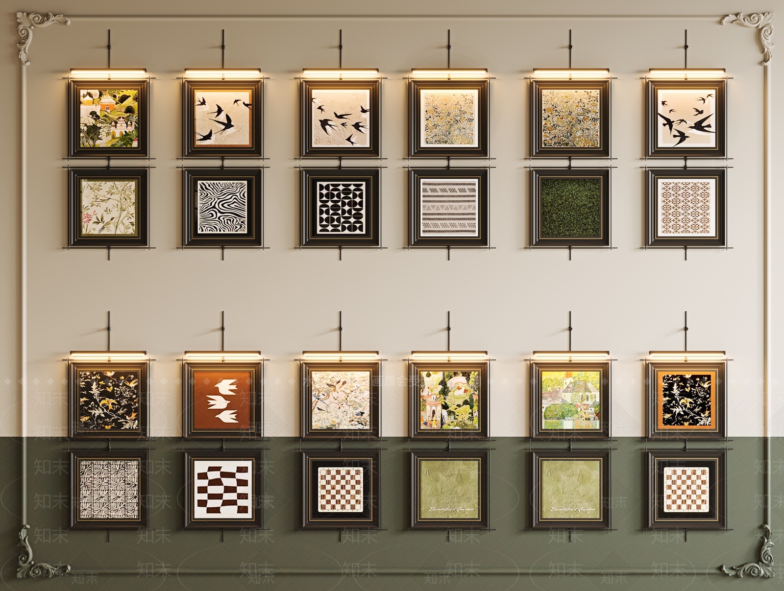 法式装饰画3D模型下载【ID:1207496058】