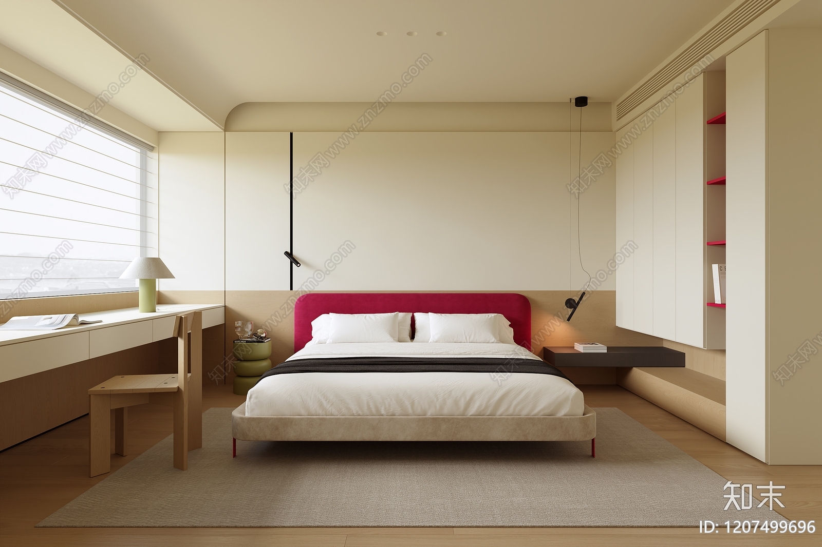 现代原木家居卧室SU模型下载【ID:1207499696】