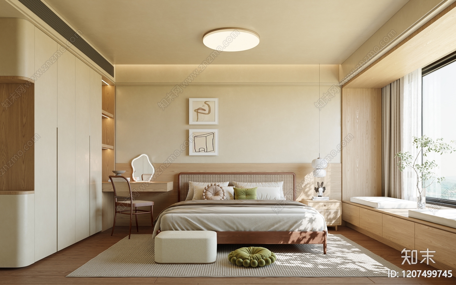 现代北欧家居卧室3D模型下载【ID:1207499745】