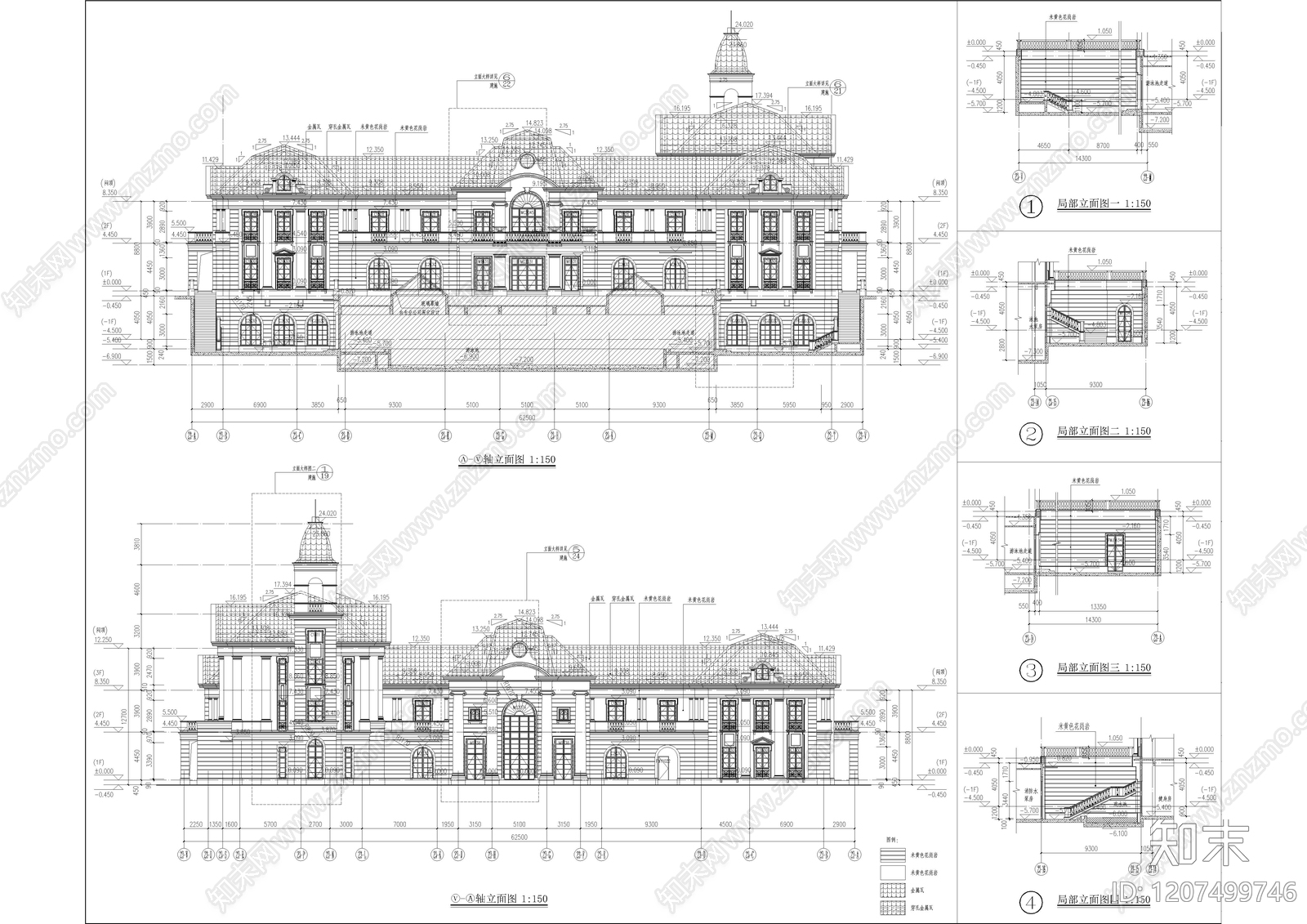 法式欧式售楼处建筑施工图下载【ID:1207499746】