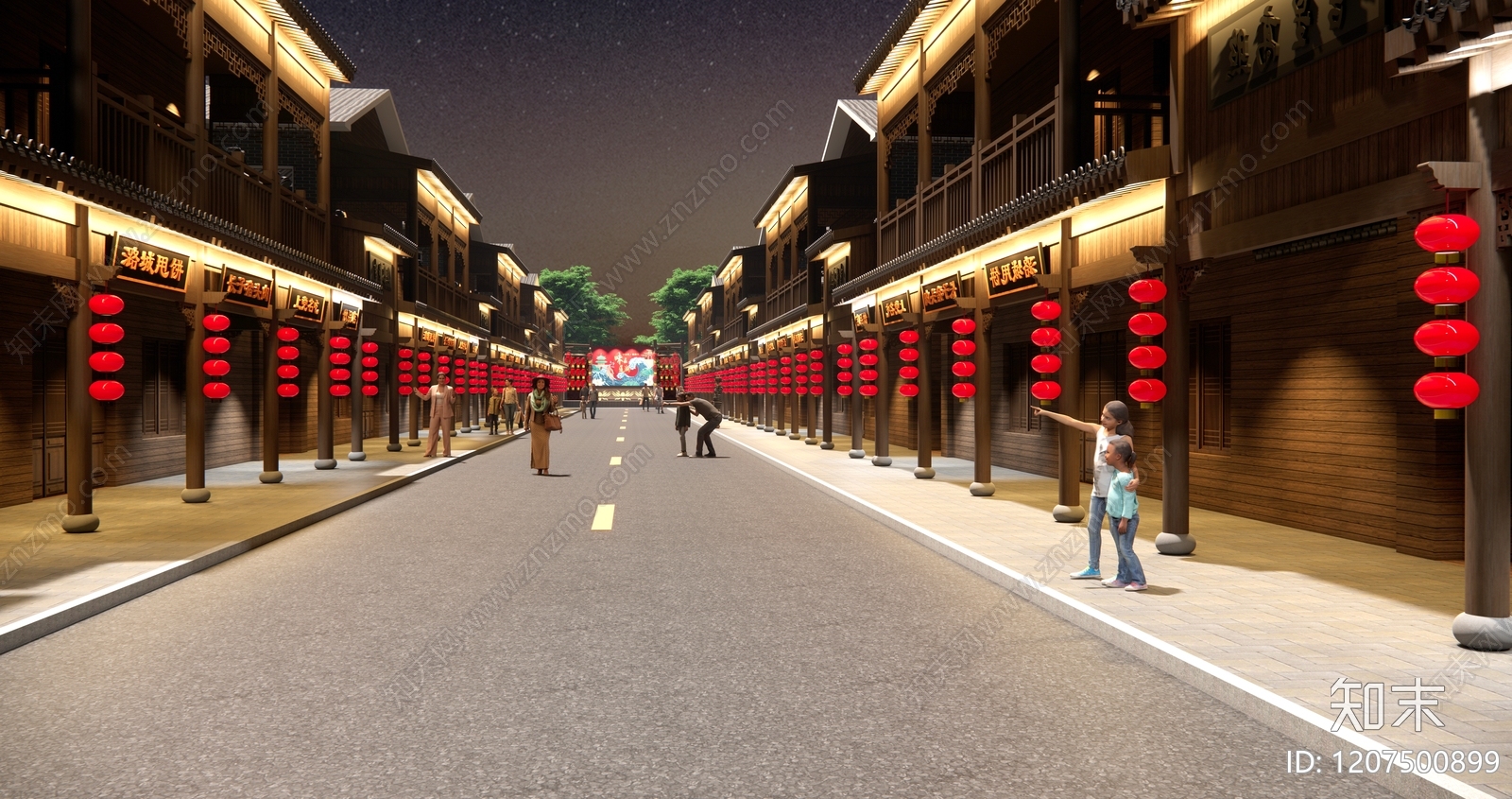 新中式复古古建筑SU模型下载【ID:1207500899】