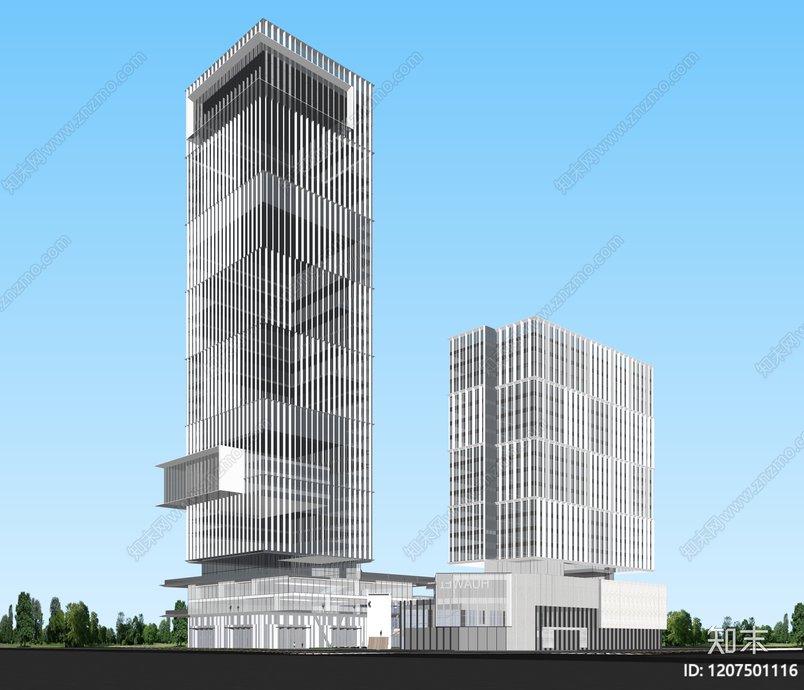 现代酒店建筑SU模型下载【ID:1207501116】