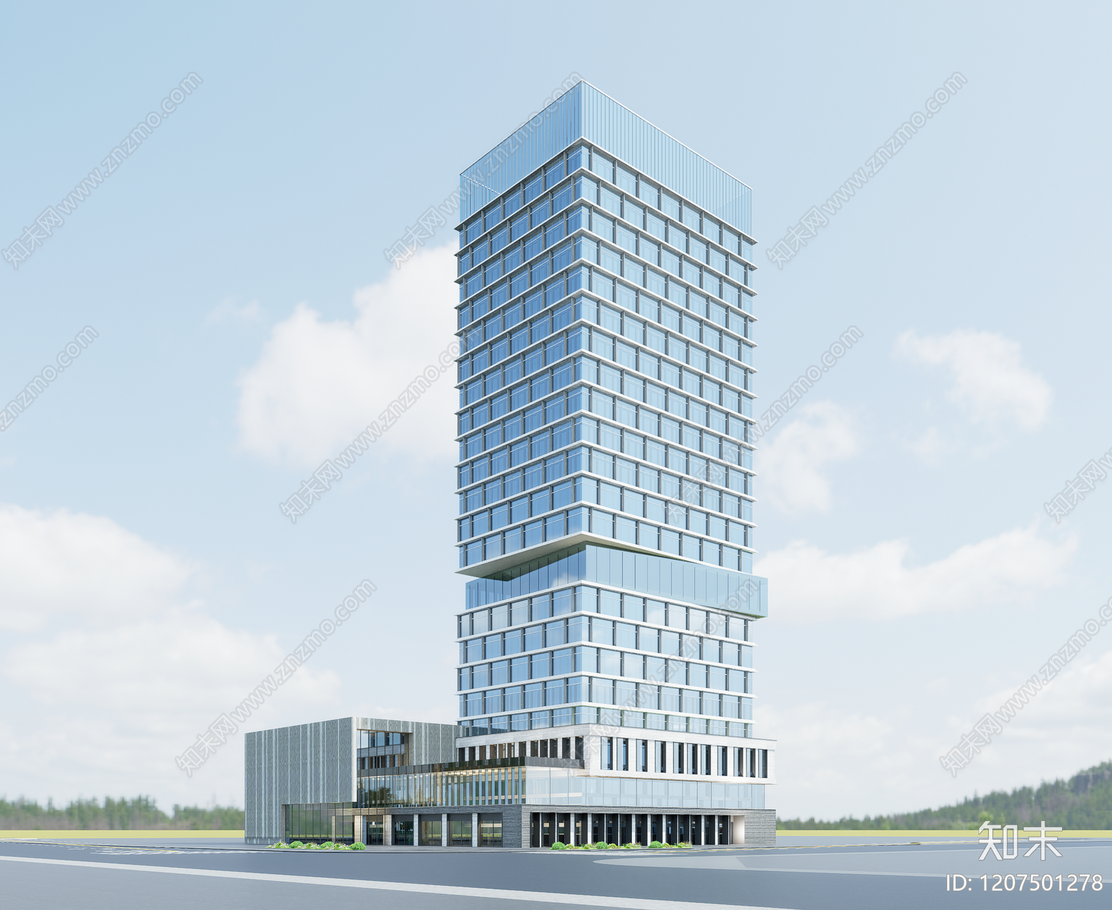 现代酒店建筑SU模型下载【ID:1207501278】