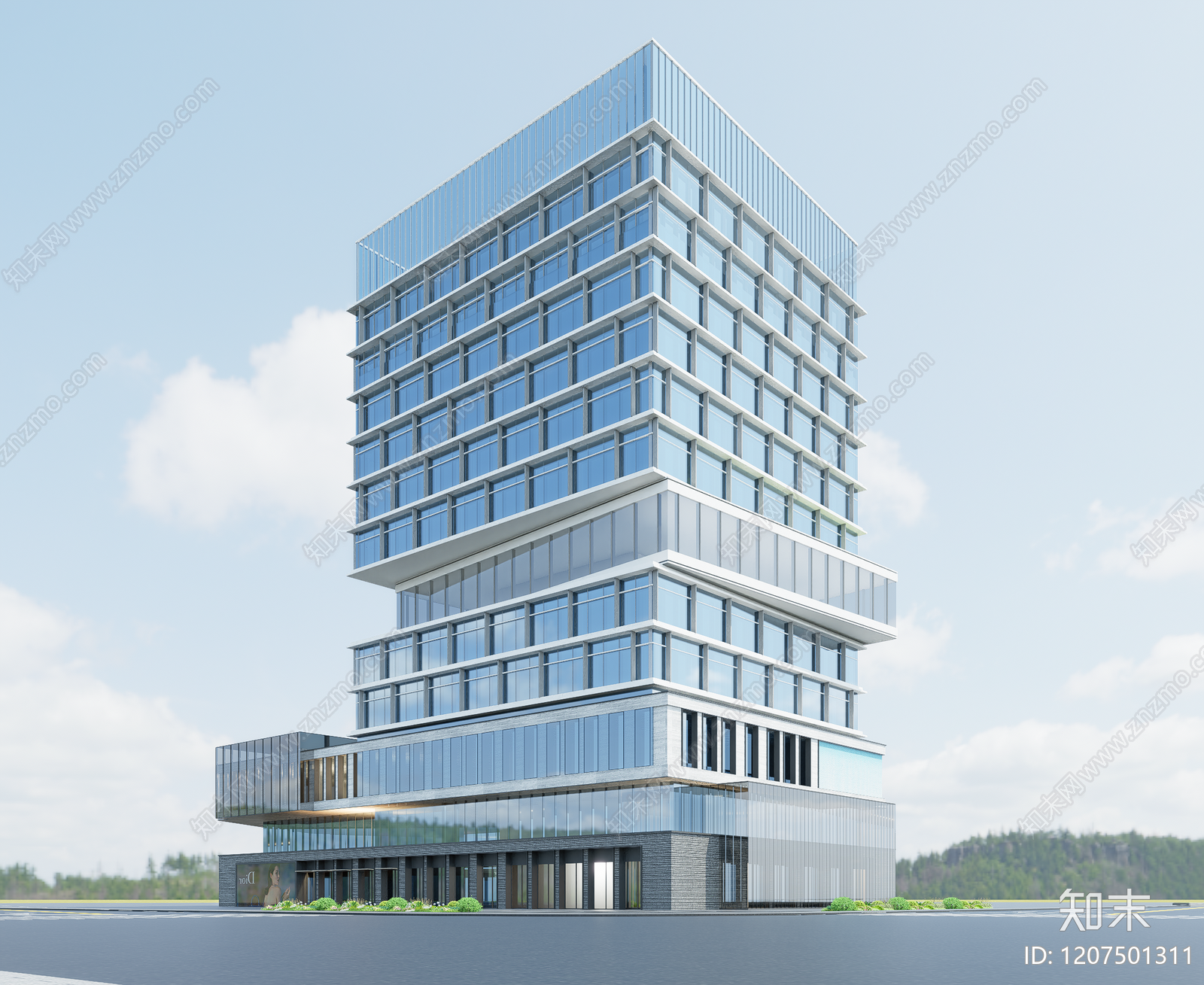 现代酒店建筑SU模型下载【ID:1207501311】