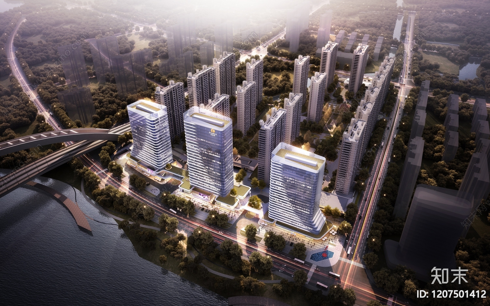 现代酒店建筑SU模型下载【ID:1207501412】