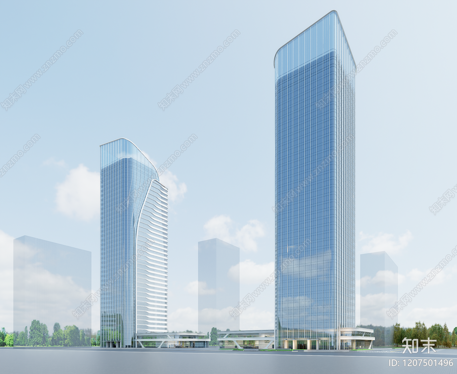 现代酒店建筑SU模型下载【ID:1207501496】