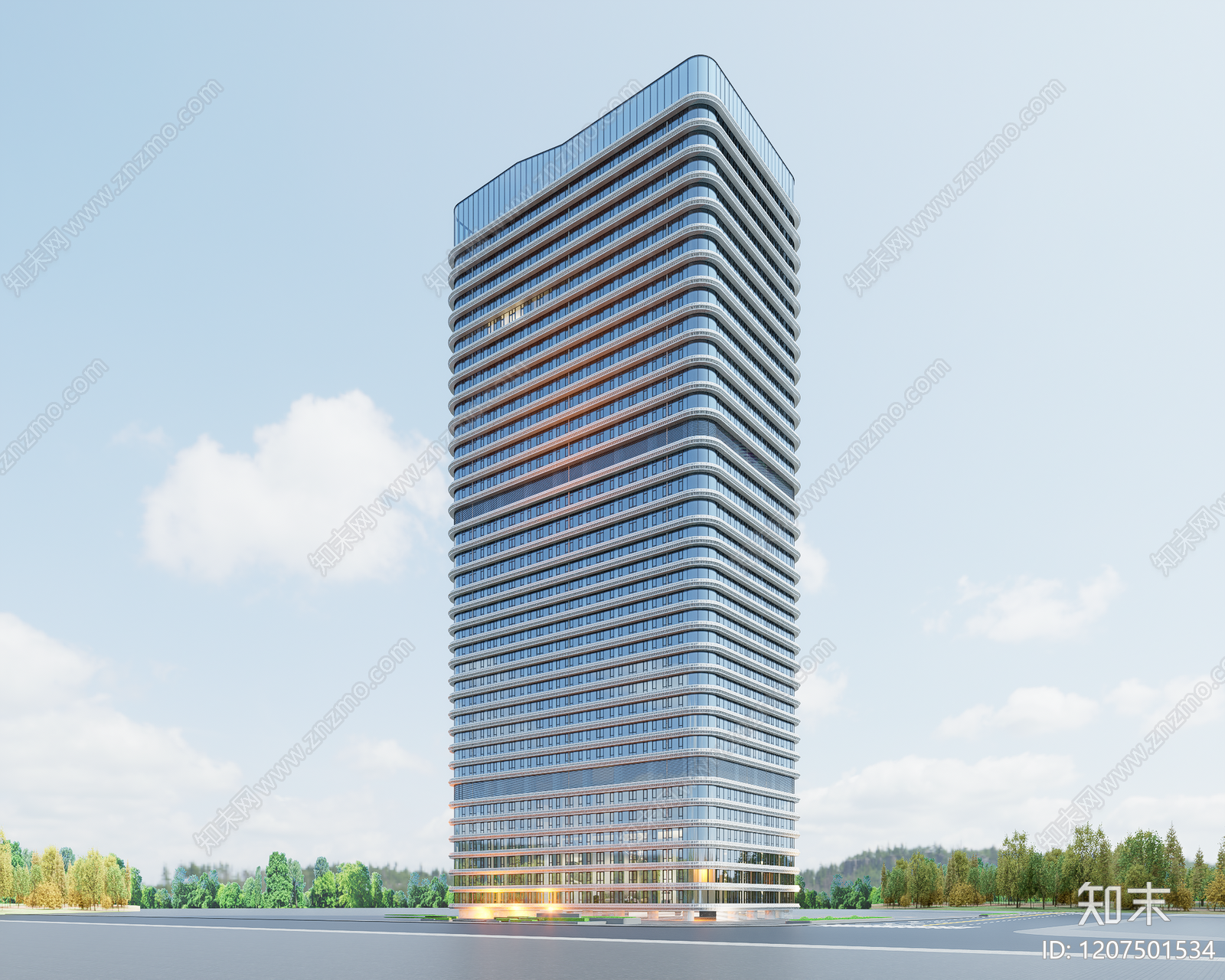 现代酒店建筑SU模型下载【ID:1207501534】