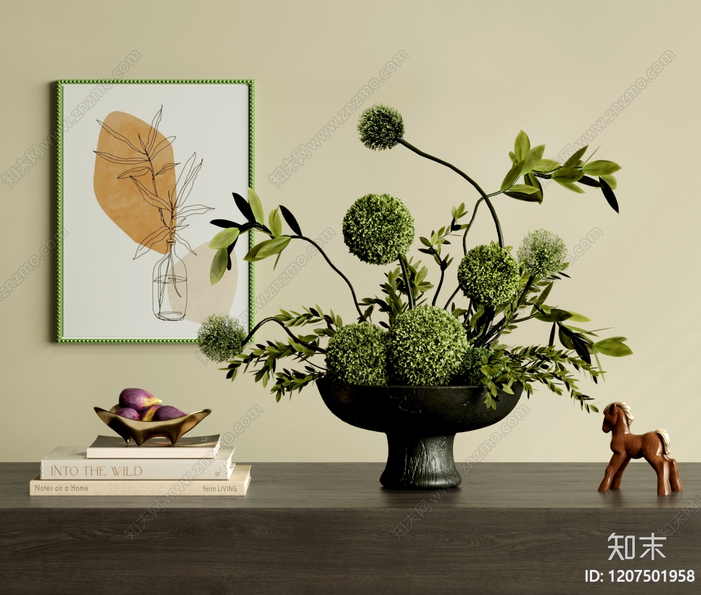 现代中古花艺3D模型下载【ID:1207501958】
