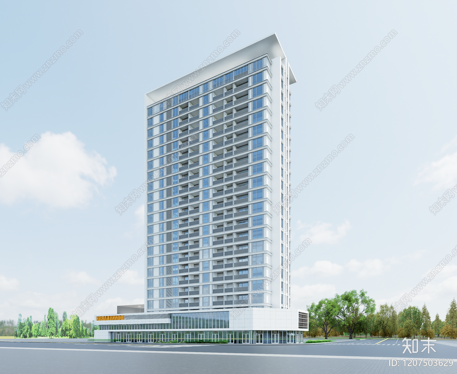 现代高层住宅SU模型下载【ID:1207503629】