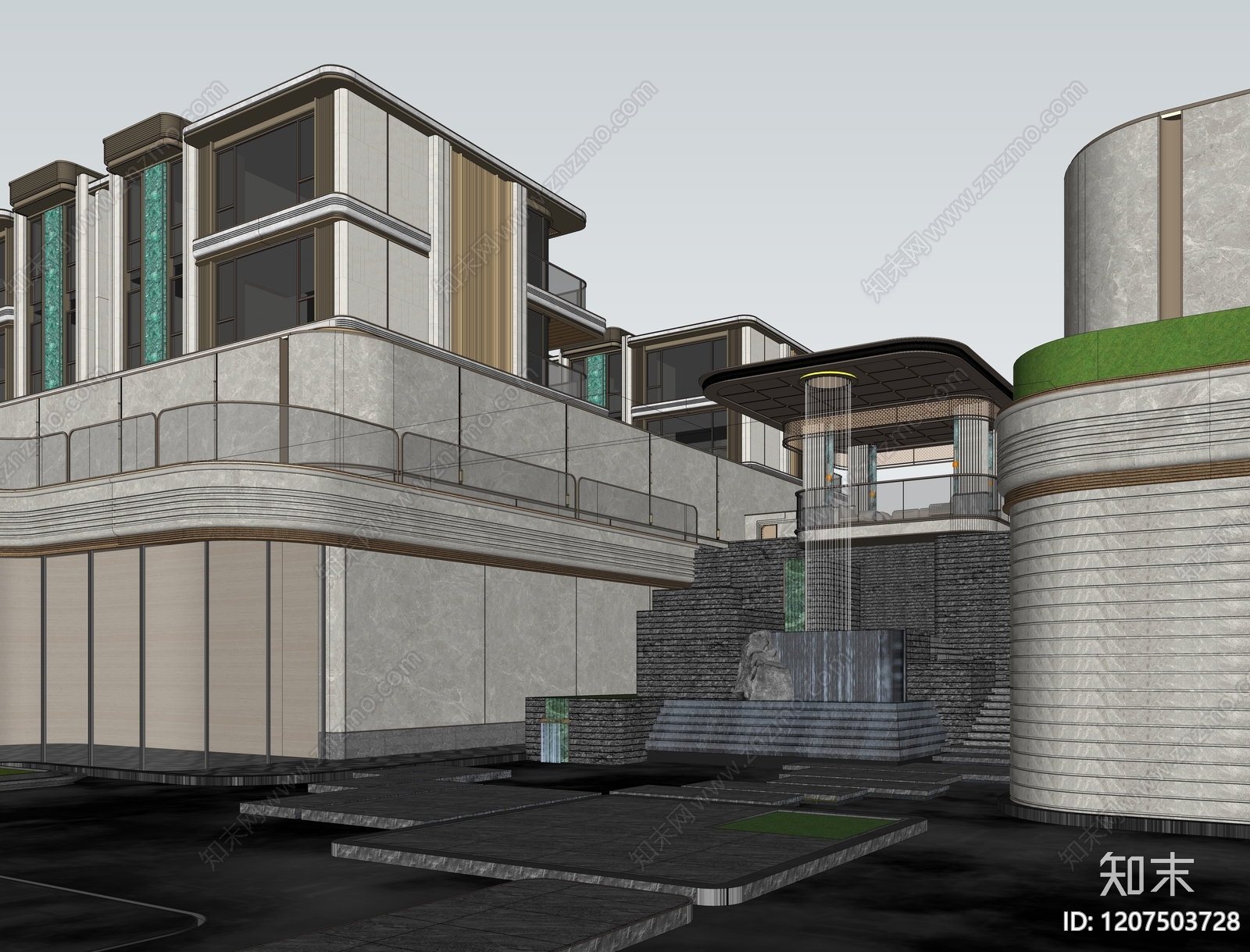 现代台阶景观SU模型下载【ID:1207503728】