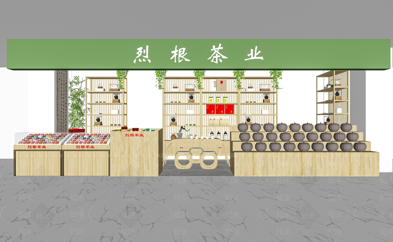 新中式茶叶店SU模型下载【ID:1207504055】