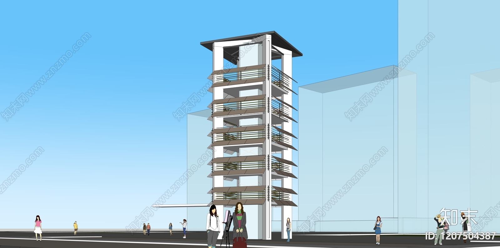 新中式古建筑SU模型下载【ID:1207504387】