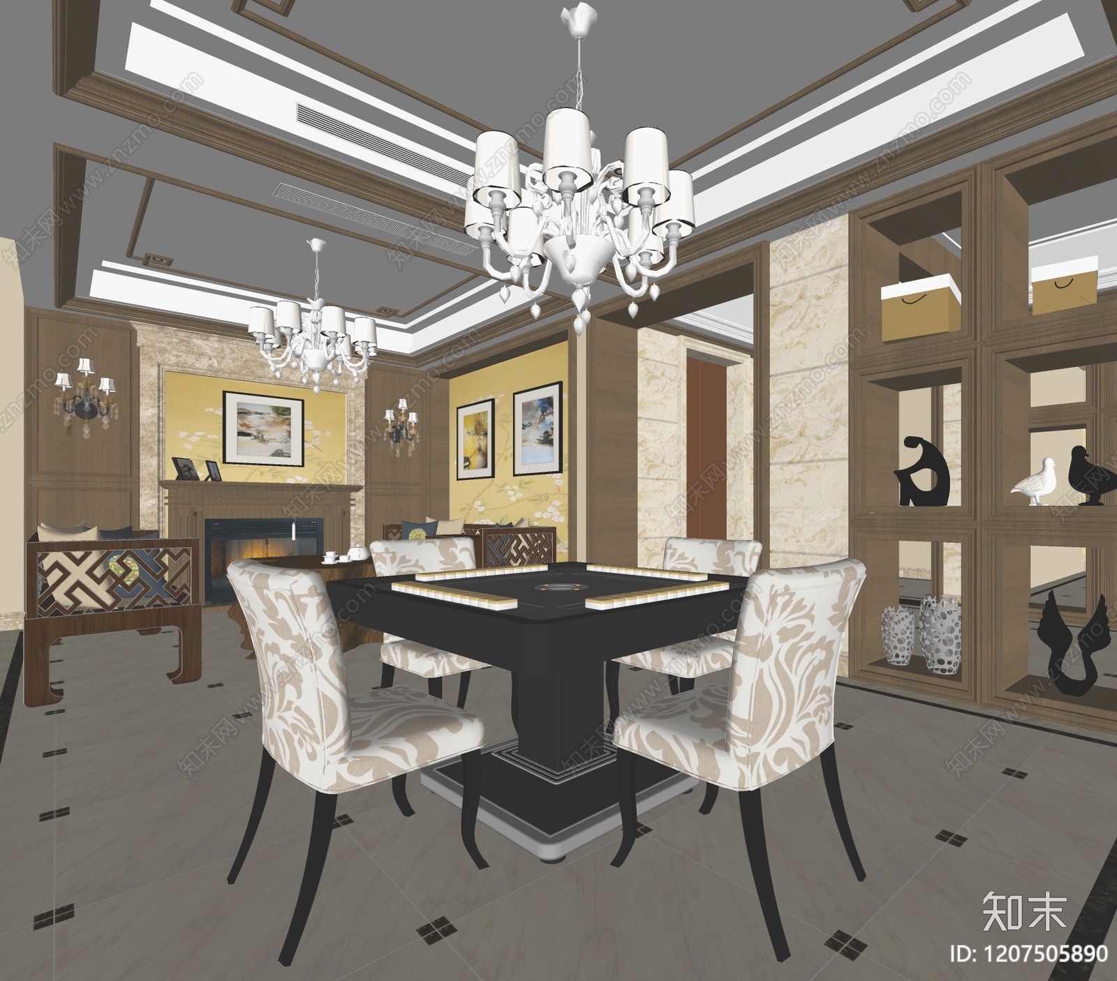 新中式中式其他娱乐室SU模型下载【ID:1207505890】