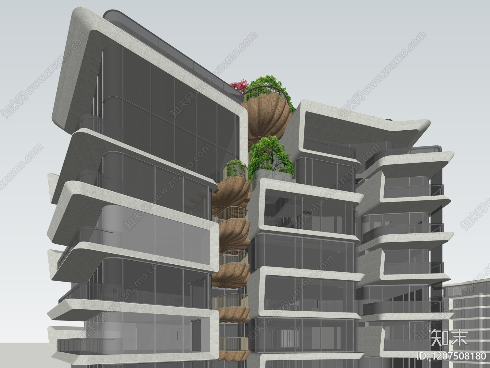 现代轻奢高层住宅SU模型下载【ID:1207508180】