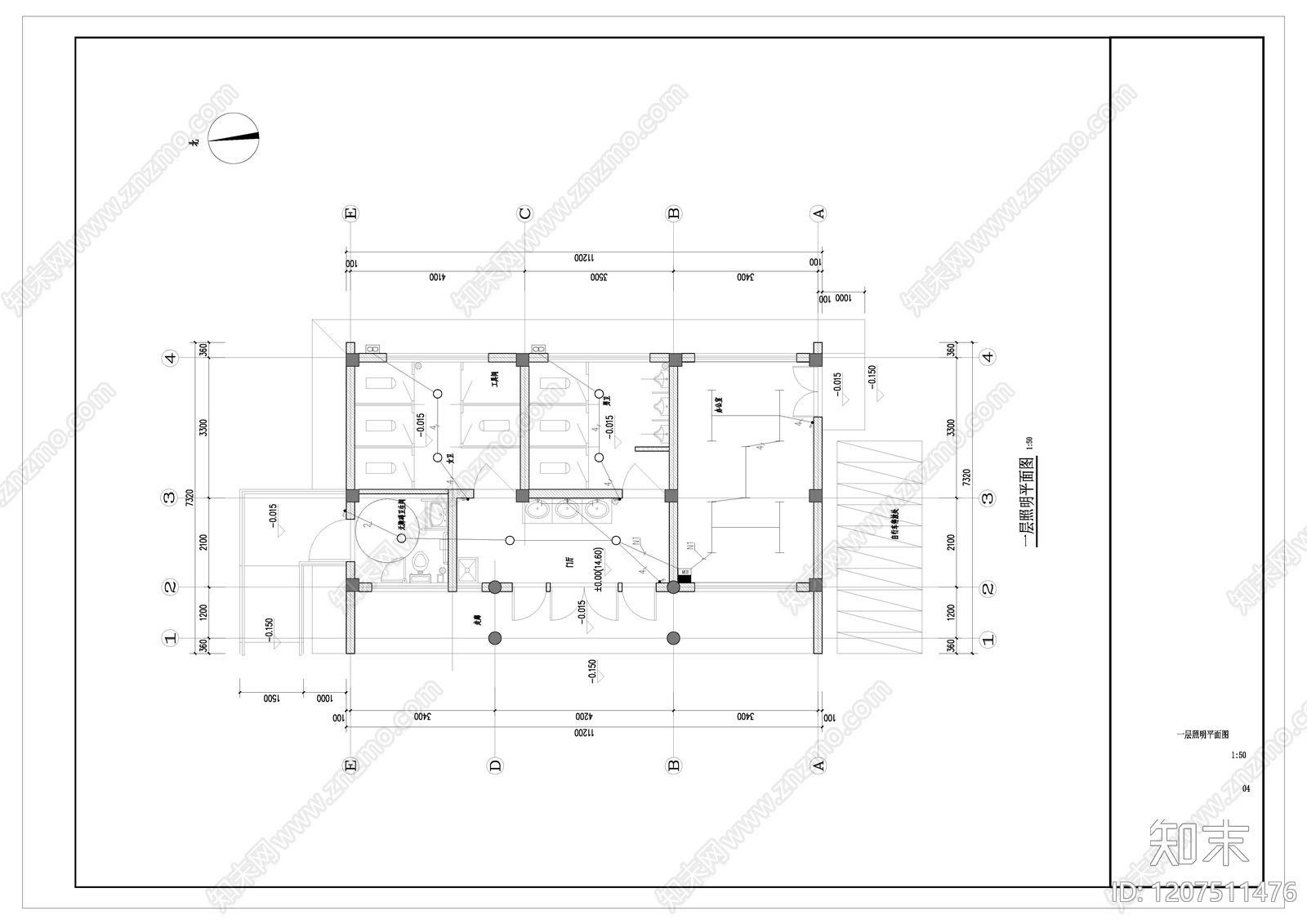 中式公厕cad施工图下载【ID:1207511476】