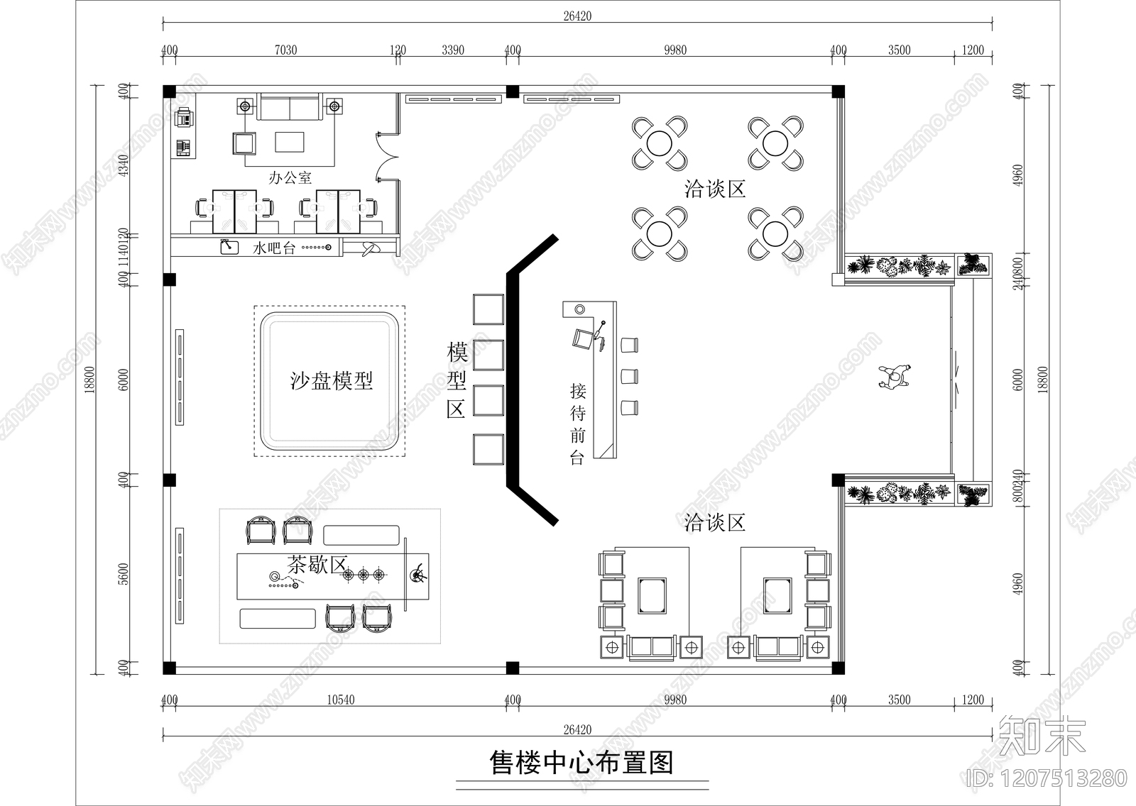 新中式售楼处施工图下载【ID:1207513280】