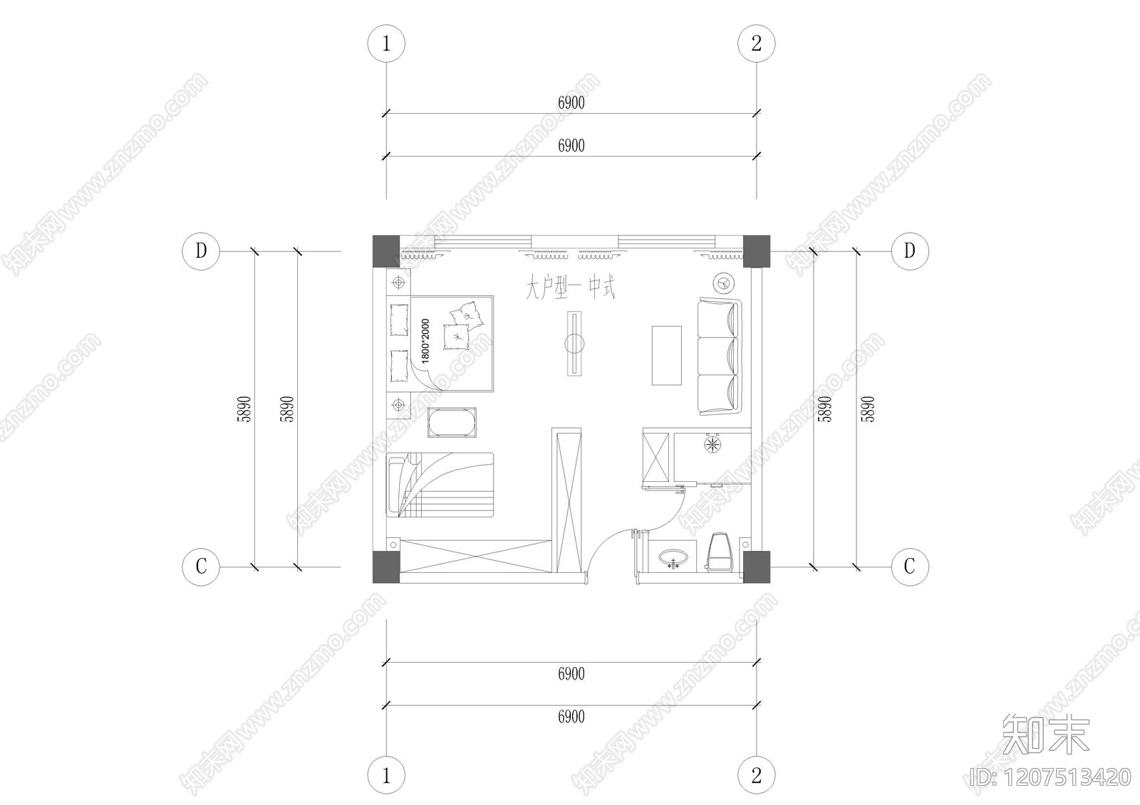 中式月子中心施工图下载【ID:1207513420】