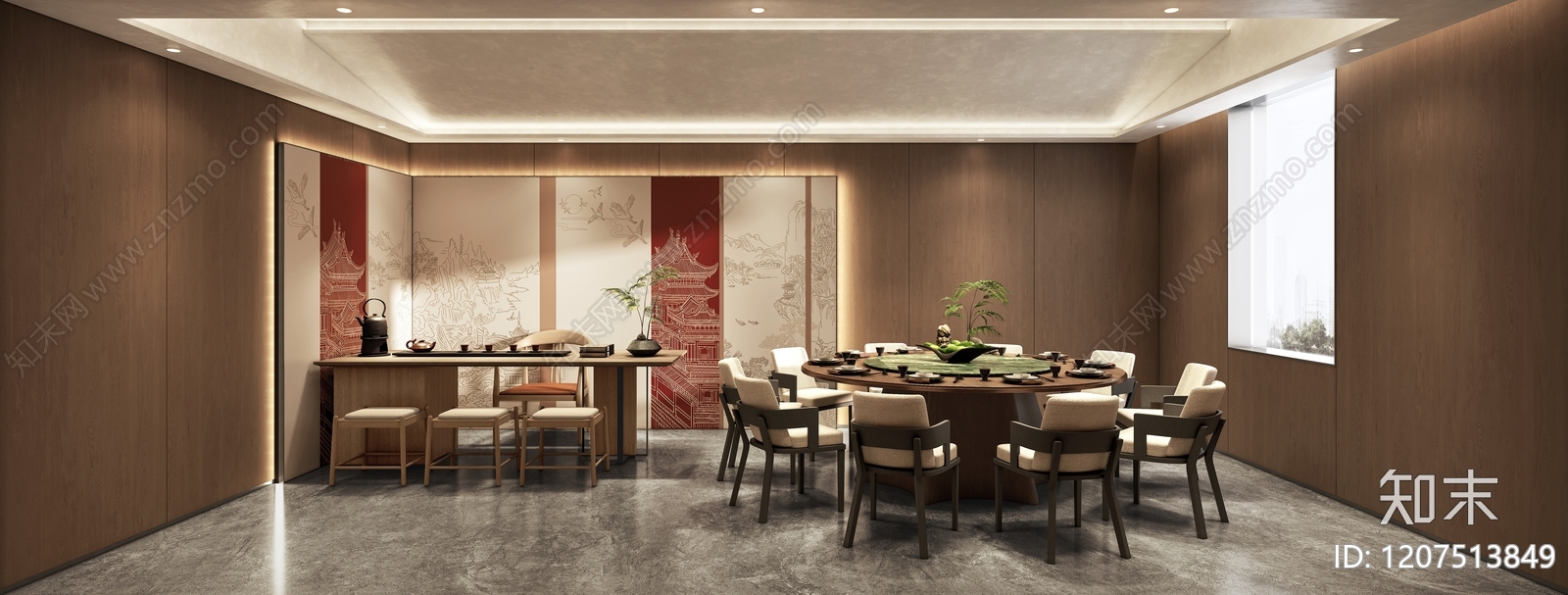 现代新中式包厢SU模型下载【ID:1207513849】