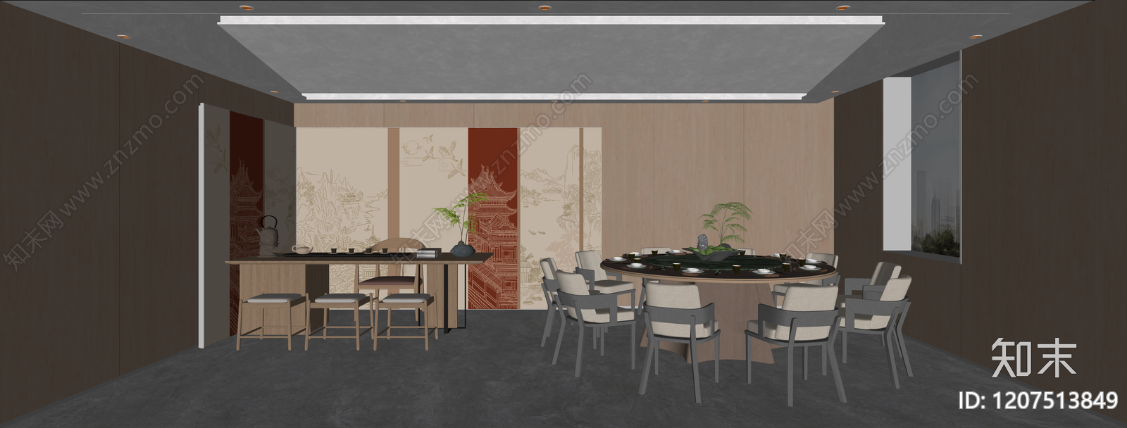 现代新中式包厢SU模型下载【ID:1207513849】