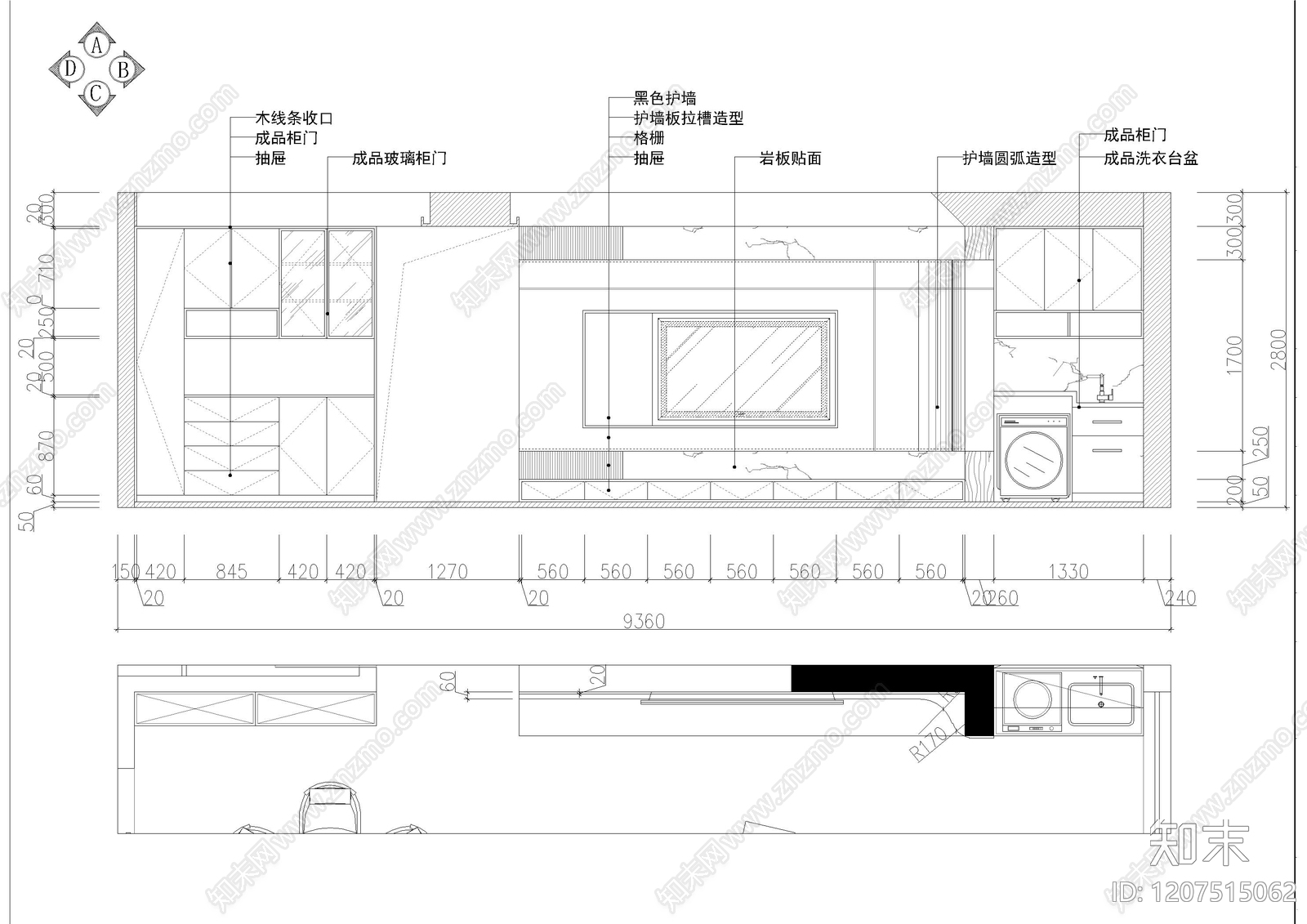 小户型平层cad施工图下载【ID:1207515062】