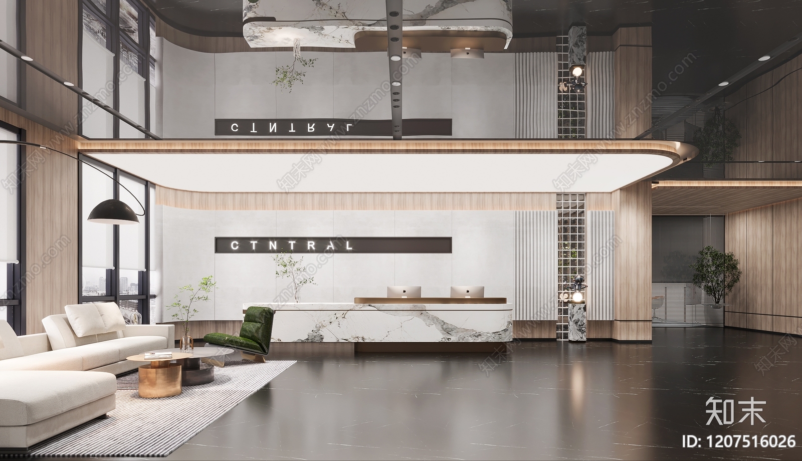 现代办公大厅3D模型下载【ID:1207516026】