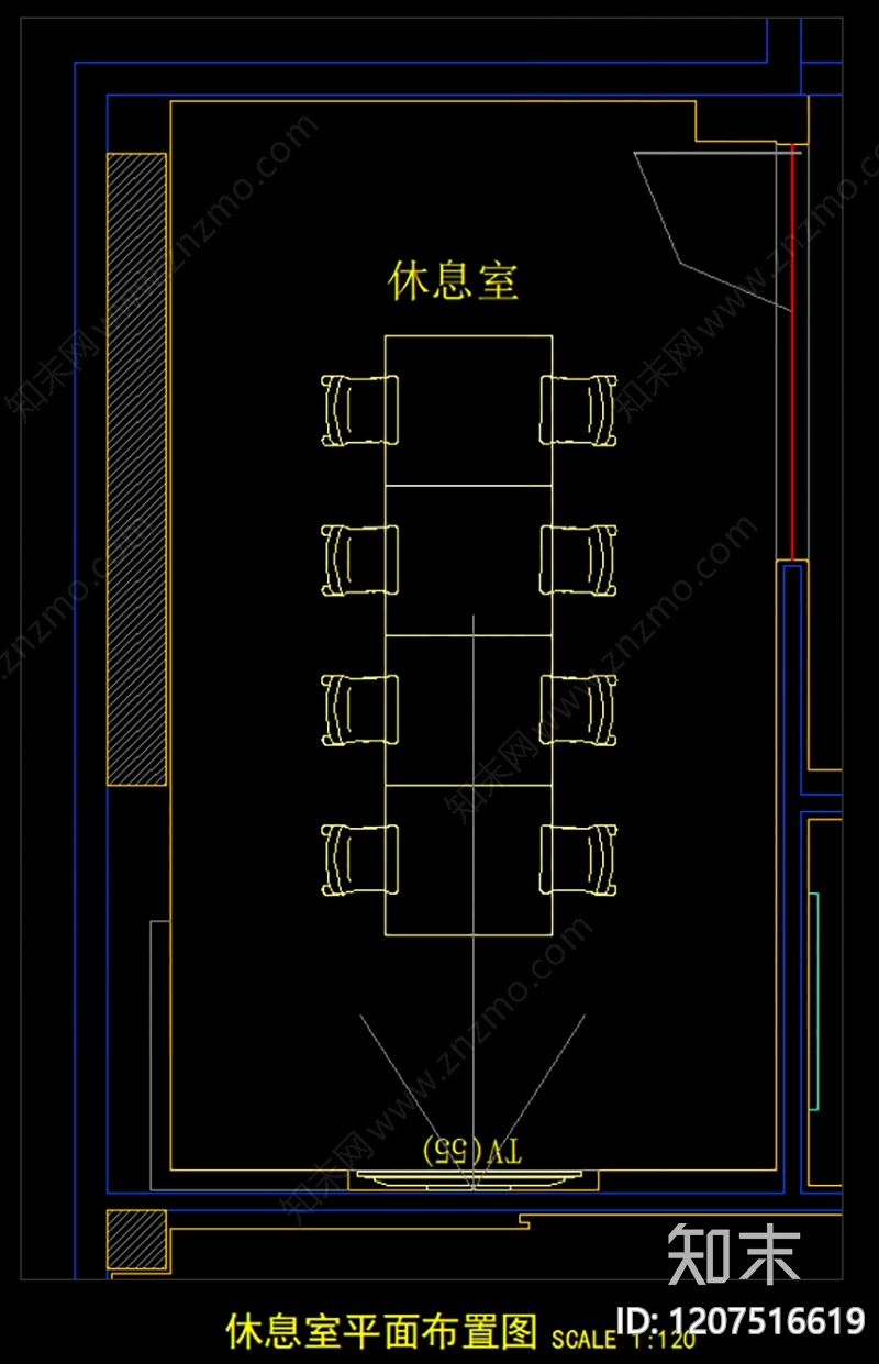 现代极简休息室cad施工图下载【ID:1207516619】