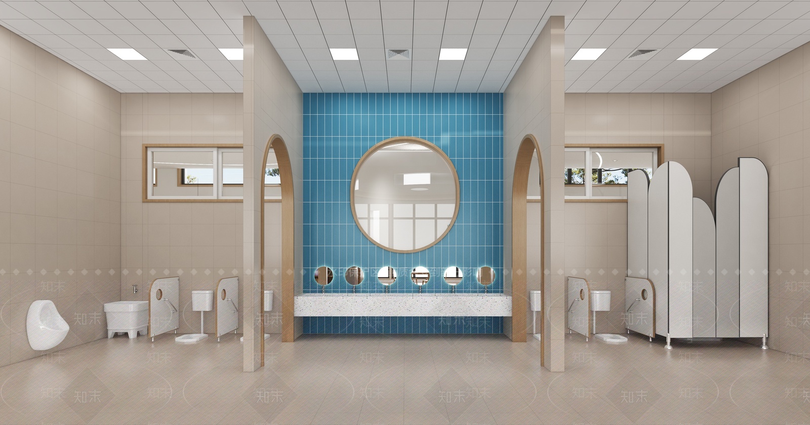 现代幼儿园卫生间3D模型下载【ID:1207517065】