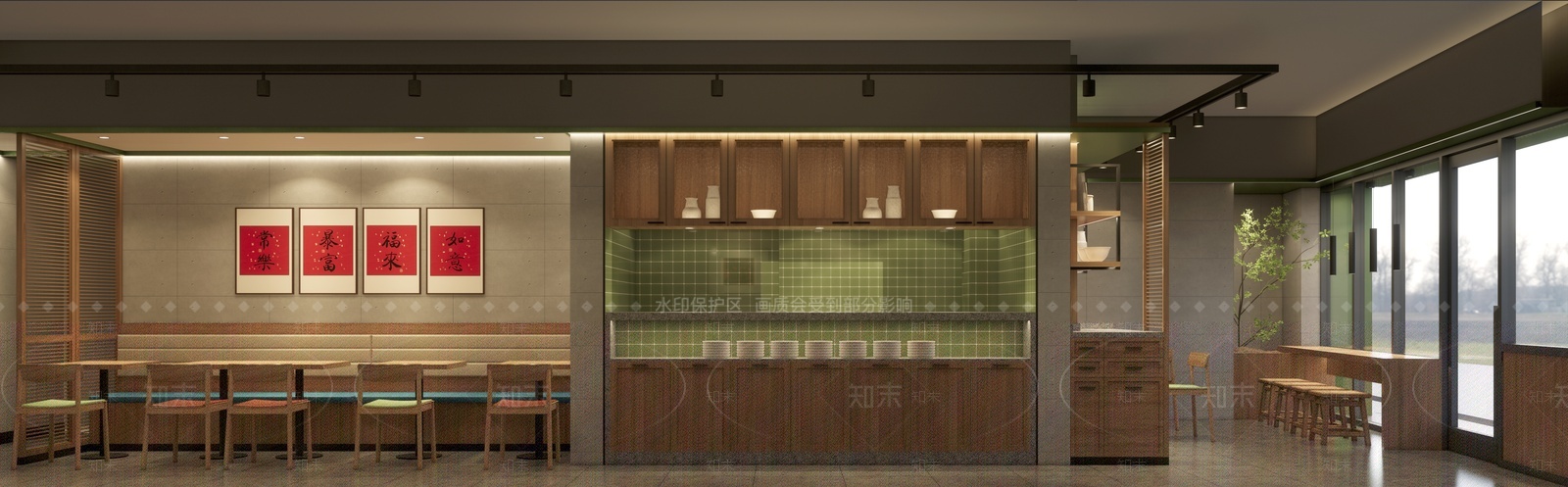 现代北欧小吃快餐店SU模型下载【ID:1207518102】