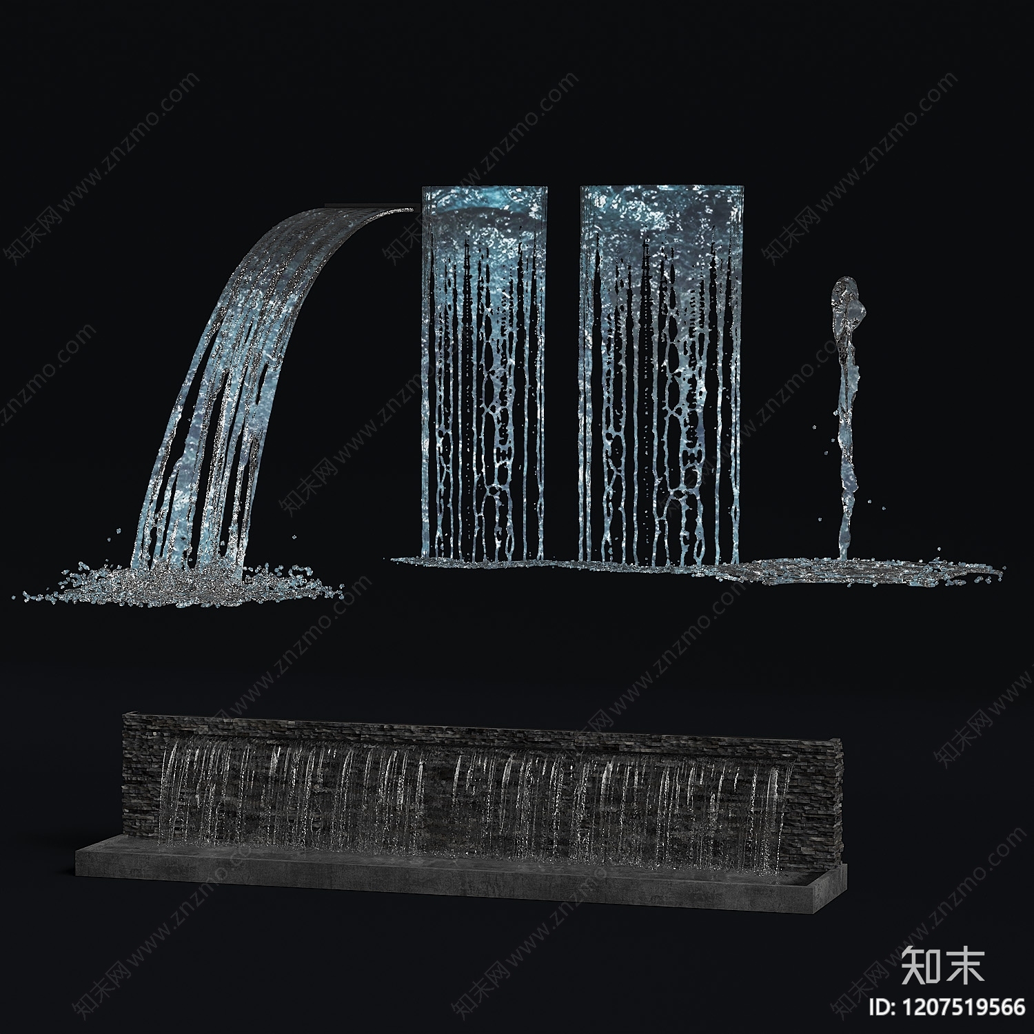 现代喷泉3D模型下载【ID:1207519566】