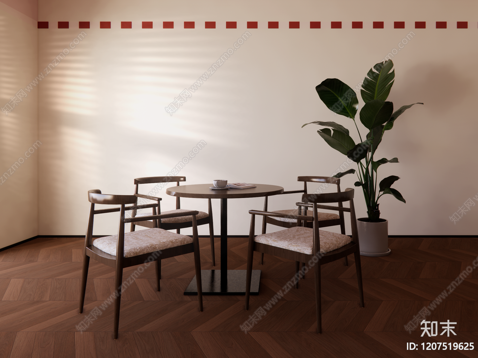 现代原木餐桌椅SU模型下载【ID:1207519625】