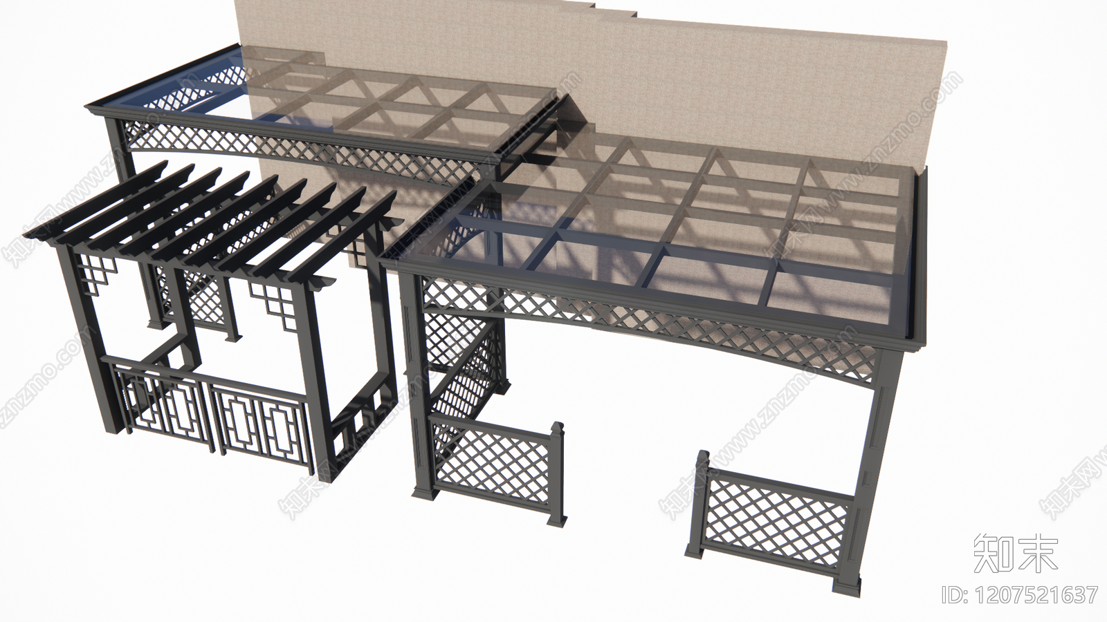 现代欧式廊架SU模型下载【ID:1207521637】