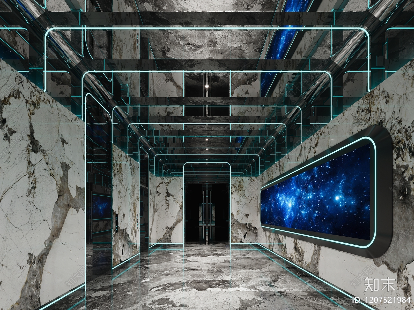 现代电梯间3D模型下载【ID:1207521984】