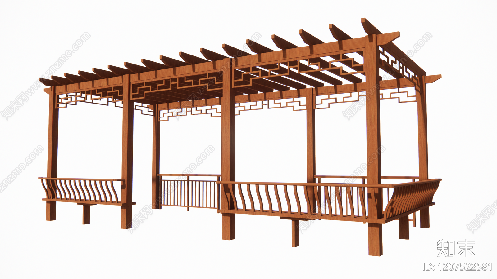 新中式中式廊架SU模型下载【ID:1207522581】