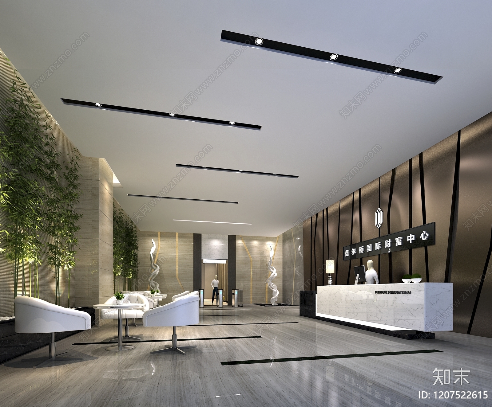 现代办公大厅3D模型下载【ID:1207522615】