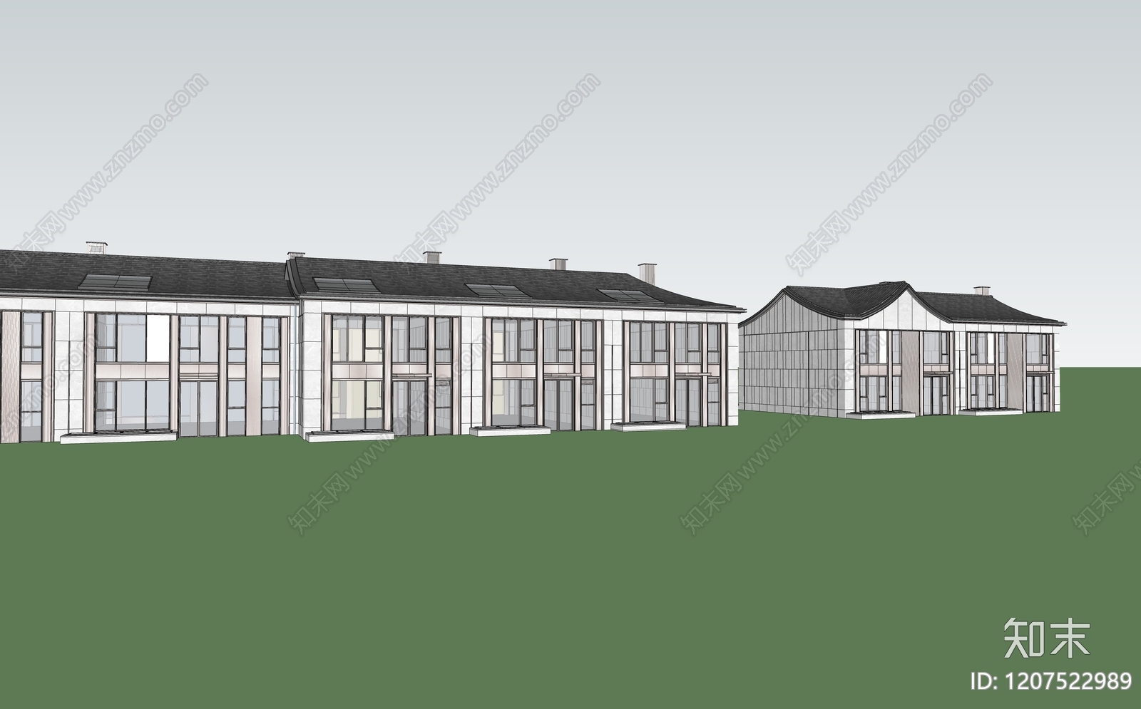 简欧意式联排别墅SU模型下载【ID:1207522989】