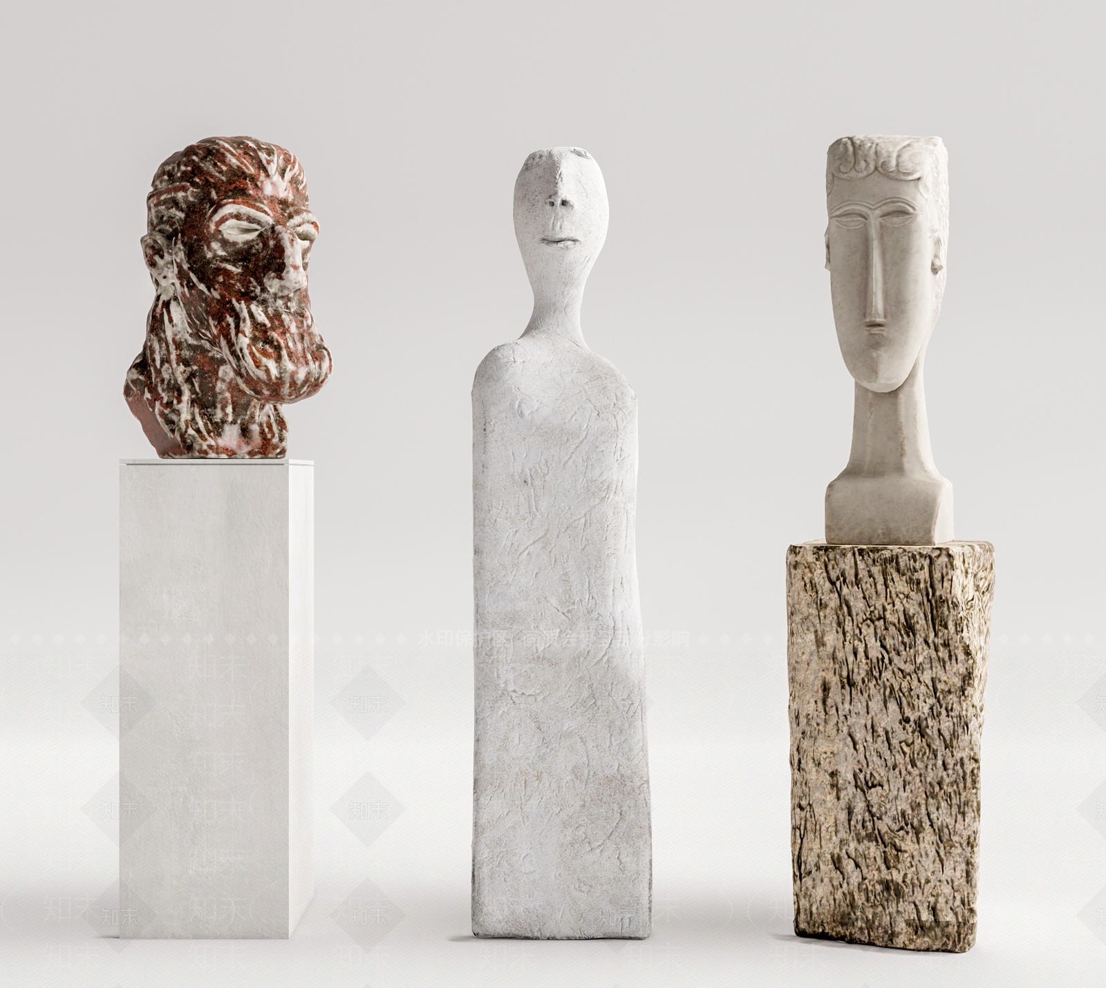 侘寂风抽象雕塑组合SU模型下载【ID:1207523773】