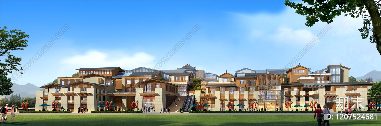 新中式现代商业街cad施工图下载【ID:1207524681】